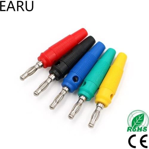 10Pcs/lot Red and Black Blue Yellow Green 4mm Solderless Side Stackable Banana Plug Socket Audio Connector