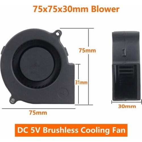 100PCS Gdstime DC 5V 75x30x 30mm 7.5CM High RPM Brushless Mini Cooling Exhaust Blower Fan
