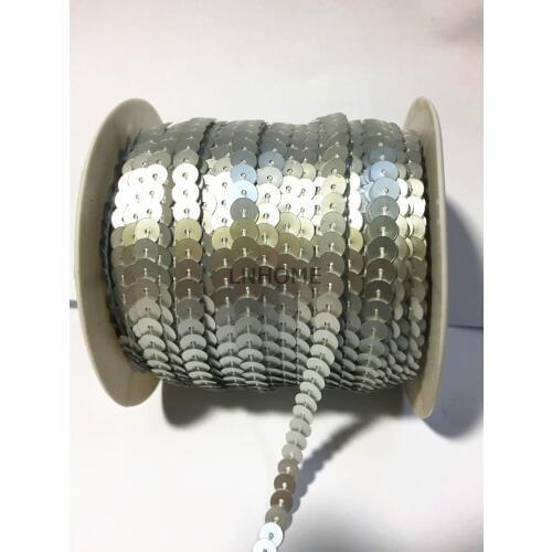 100 Yards 6mm Dull Silver Sequins Trim, Sold Per Packet of 1 Roll(100 Yards) Dull Color Sequin Ribbon Spangles
