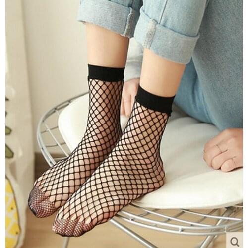 5pairs/lot Women Mesh Hole Sock Fishnet Net Plain Top-Ankle Short Socks Elastic Band Sexy Socks
