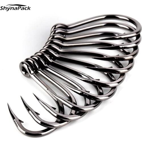 5 Pcs High Carbon Steel Off-set Fishing Hook Carp Fishing/Saltwater Jig Lure Hooks Black Nickle Thickened Angler Sturgeon Hooks