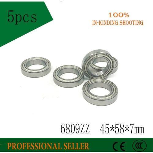 6809ZZ Bearing ABEC-1 (5PCS) 45x58x7 mm Thin Section 6809 ZZ Ball Bearings 6809Z 61809Z