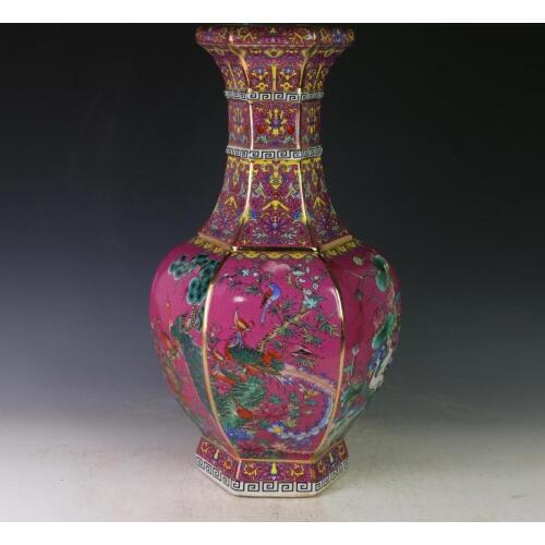 7 Antique QingDynasty porcelain vaseEnamel flowers &bird bottle,large size,Decoration,collection&Adornment,Free shipping