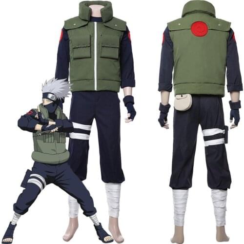 Anime Cosplay Hatake Kakashi Costume Uniform Suit Tops+Pants Halloween Carnival Costumes For Adult Men Women