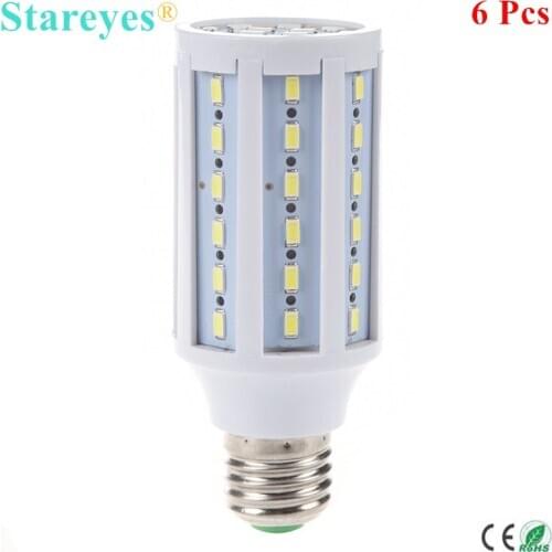 Free shipping 6 Pcs E27 E14 B22 15W 5630 5730 SMD 60 LED 110V/220V high power LED corn bulb SMD desk lamp Maize light droplight