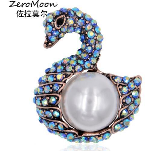 Elegance Crystal Rhinestone Bird Brooch Pearl Women Fashion Jewelry Unisex Animal Garment Accessory
