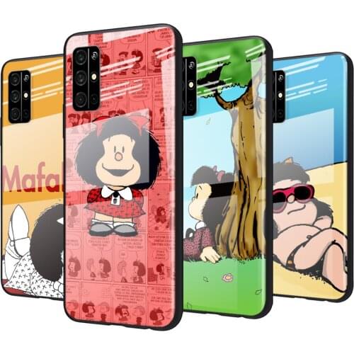 Tempered Glass Cover Animated cute Mafalda For Huawei Honor 30 20 10 9X 8X Pro Plus Lite Shockproof Shell Phone Case
