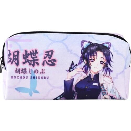 Demon Slayer Kimetsu No Yaiba Kochou Shinobu Cosplay Pen Pencil Case Cosmetic Makeup stationery Bag Gift
