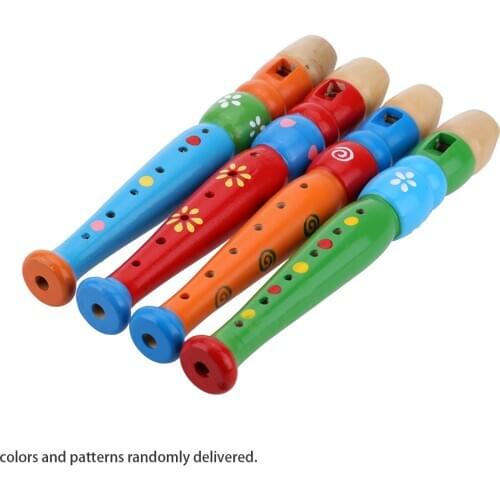 Wooden Piccolo Flute Sound Musical Instrument Early Education Toy Gift for Baby Kid Child Randomly Delivered