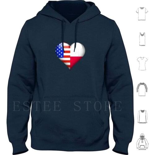Polish Flag Heart-American And Poland Heart Flag For Polish Hoodies Long Sleeve Born In Poland For Polish Polish