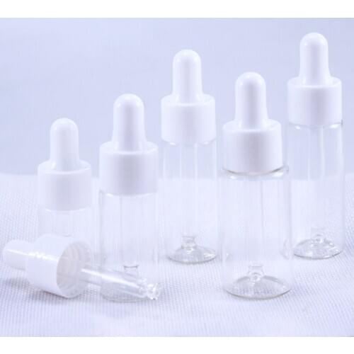 50pcs/lot 5ml 10ml 15ml 20ml clear Glass Dropper Bottle Jars Vials With Pipette For Cosmetic Perfume Essential Oil Bottles