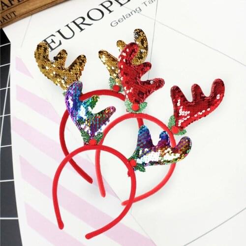 Childrens Day Christmas Headdress Headband Hair Accessories Party Show Dress Up Christmas Colorful Antler Headband Kids Gifts