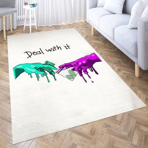 Greek Weed Deal with it Carpet for Living Room 3D Anime Cartoon Rug Gamer Teen Room Bedside Lounge Rug Kids Children Floor Mats