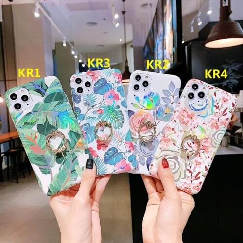 Hot Fashion Laser Flower Applicable Ring Holder Case High Quality All-inclusive Design Unbreakable Bulk for iPhone 12 11 Pro Max