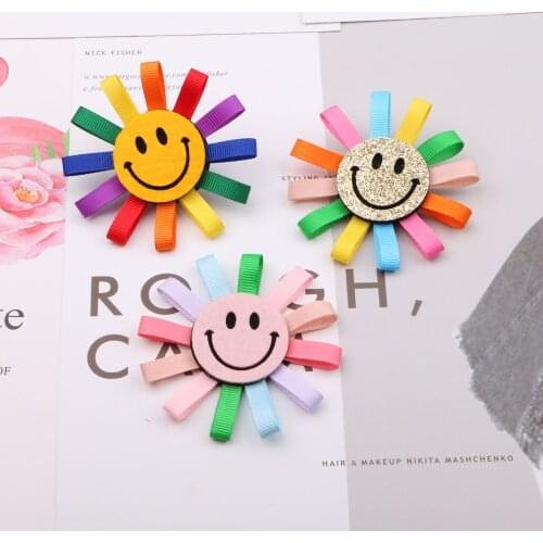 3pcs Lovely Smile Face Flower Brooches Padded Hairpin Handmade HairClip Ornament Hairband Dress Shoes Decor Accessories