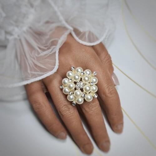 Korean New Baroque Pearl Index Finger Ring Fashion Temperament Simple Statement Ring Bridal Wedding Party Jewelry Birthday Gift