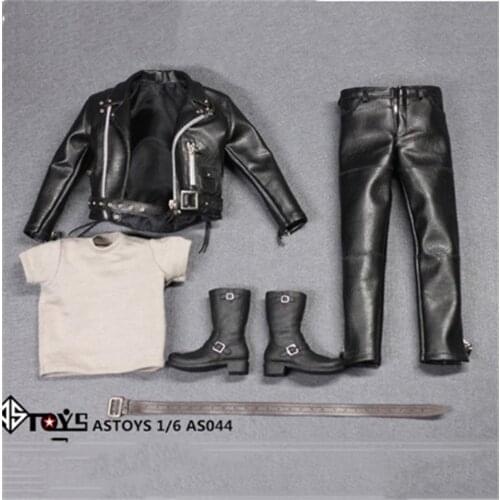 Arnold PunK Leather Black Jacket Suits Set Model 1/6 AS044 Locomotive version Toy Fit 12" Male Figure M35 Body Model
