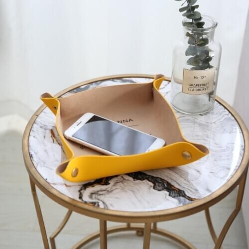 High Quality Leather Desktop Storage Basket Watch key miscellaneous goods storage Box Foldable Cosmetic Organizer