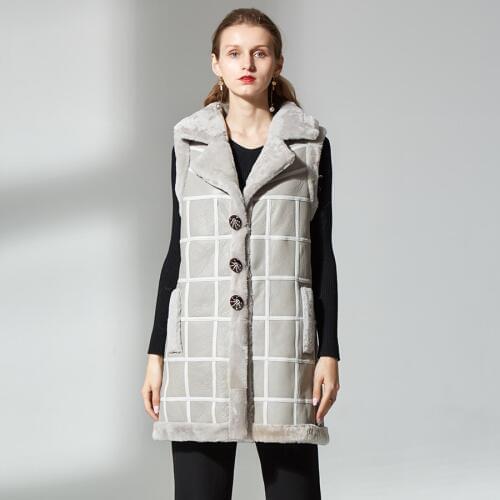 Long women real sheep fur vest