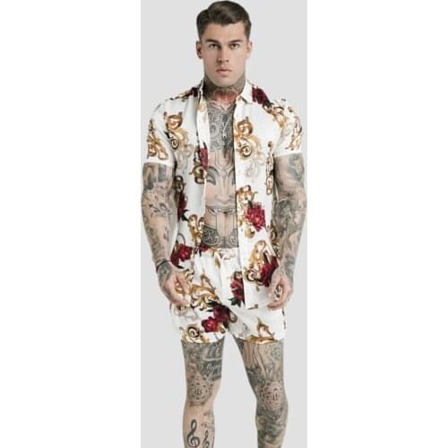 SikSilk Granded Resort Floral Mens Shirts