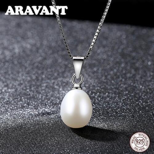 Ladies Pearl Jewelry 925 Sterling Silver Simple Necklace Pearl Women Fashion Gift Accessories 4 Colors Pendant Necklaces