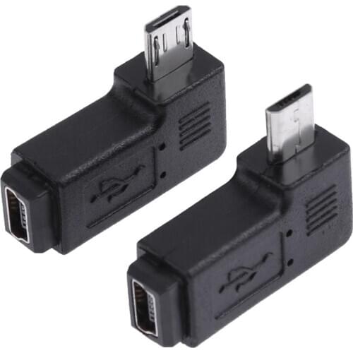 2Pcs/set L Shaped Mini USB Female to Micro USB Male 90 Degree Right Left Angle Adapter Connector Charging Converter
