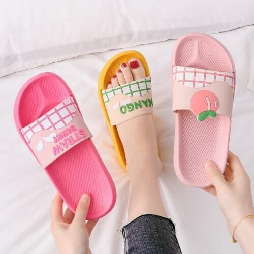 Summer Cute Cartoon Fruit Banana Peach Slippers Women Men Fashion Couple Non-slip Shoes Beach Flip Flops PVC Indoor Home Slides
