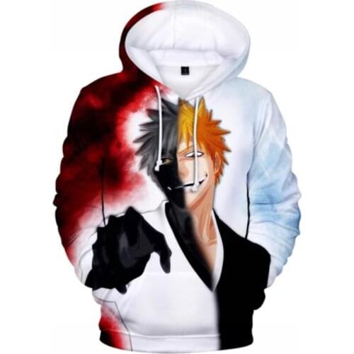 Funny Anime BLEACH 3D Printed Hoodies Women/Men Long Sleeve Casual Hooded Sweatshirts Hip Hop Streetwear Hoodies Fashion Jumpers