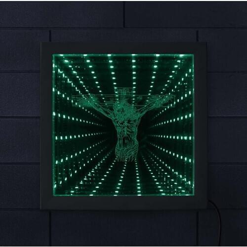 Dropship 3D Jesus Cross Tunnel Lamp Infinity Mirror Jesus Christ Crucifixion Abyss Effect LED Night Light Wood Photo Frame