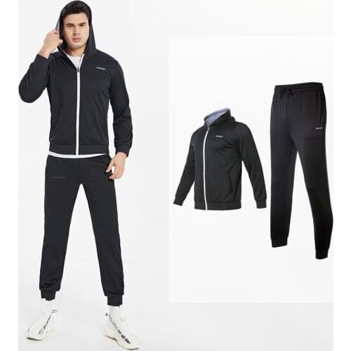 Vansydical Mens Jogger Training Tracksuits Autumn Winter Running Athletic Hooded Tops and Bottoms Gym Clothing Suits