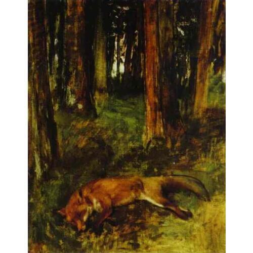 High quality Oil painting Canvas Reproductions Dead fox lying in the Undergrowth (1865) By Edgar Degas hand painted