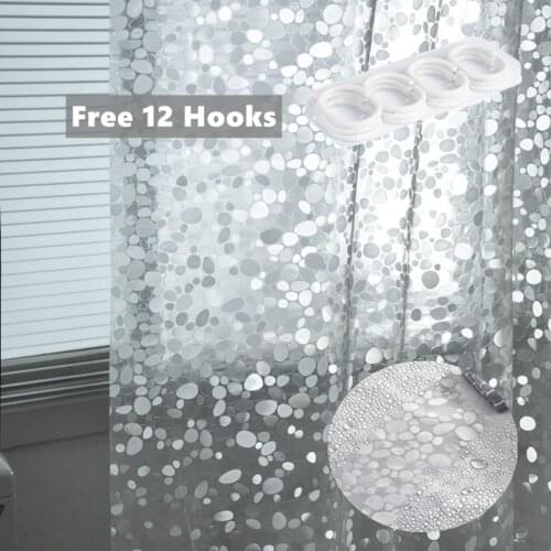 Shower Curtain Waterproof Transparent White Clear Bathroom Anti Mildew Translucent Bath Curtain PEVA Home Luxury with Hooks