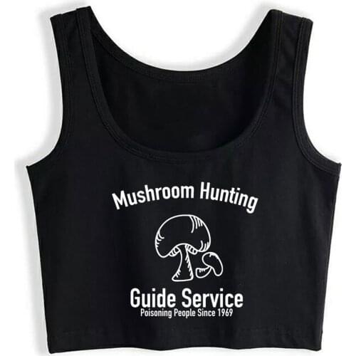 Crop Top Female Funny Mushroom Poisoning Guide Design Inscriptions Sleeveless Tops Women