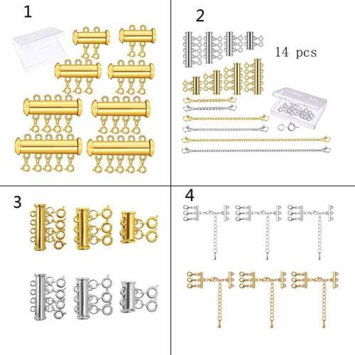 1 Set Gold Silver Plated Brass Layered Bracelet Necklaces Slide Magnetic Tube Lock with Lobster Clasps Jewelry Findings