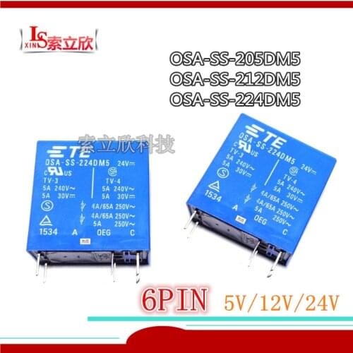 10PCS 100%Original New Relay OSA-SS-205DM5 OSA-SS-212DM5 12VDC OSA-SS-224DM5 OSA SS 224DM5 OSASS224DM5 24VDC 6PIN 5A