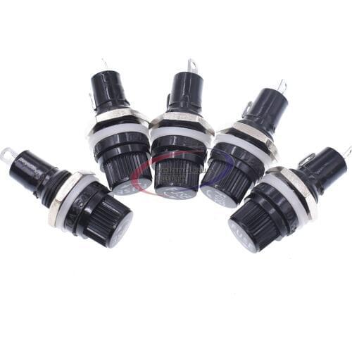 10pcs 5*20mm Fuse Holders 5X20 Black Insurance Tube Socket Fuse Holder For 5*20 Insurance Panel Mount Fuse Holder