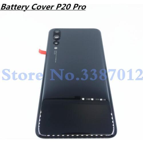 100% Original For Huawei P20 Pro Back Battery Cover Rear Door Housing Case Glass Panel Replacement With camera lens + Logo