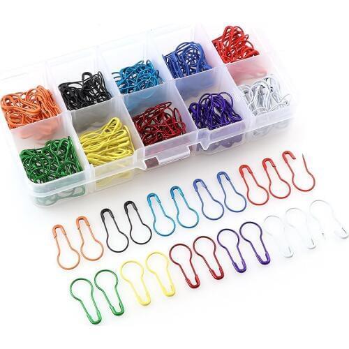 300Pcs/Box Color Safety Pin Calabash Gourd Shape Pin Metal Clips Markers Tag Pins for Knitting Stitch Holder Sewing Accessories