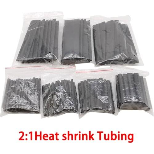 127Pcs/Set Polyolefin Shrinking Assorted Heat Shrink Tube Electrical Wrap Wire Cable Insulated Sleeving Black Heat Shrink Tubing