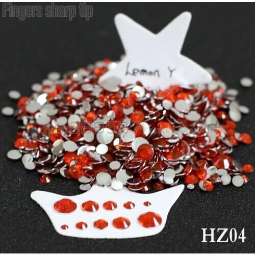 2017 Finger Sharp Tip 1000pcs 2mm-6mm Mix Sizes Sun red 3D Nail Resin Flat Bottom Popular Nail DIY Decorative Diamond HZ04
