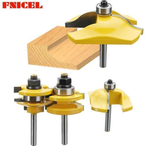 3pcs 1/4" Shank Ogee Rail & Stile Raised Blade Cutter Panel Cabinet Door Router Bit Set Wood Cutter Tool