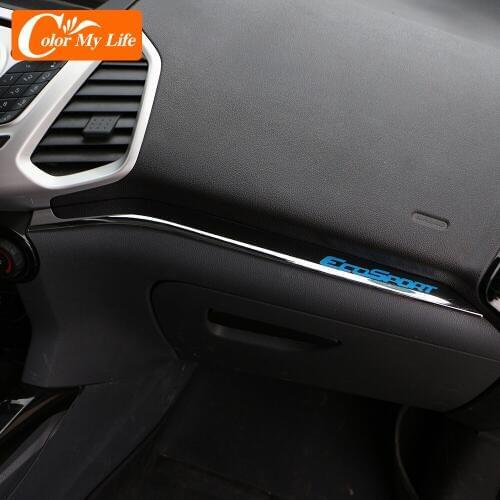 3Pcs/Set Abs Chrome Silver Car Glove Box Decoration Trim Storage Box Stickers for Ford Ecosport 2013 - 2017 Accessories