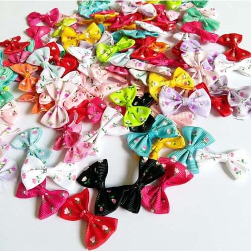 50PCS/lot Party Wedding Ribbons Bow Satin Applique DIY Arts Beautiful Bowknot Tie Gifts Box Accessories