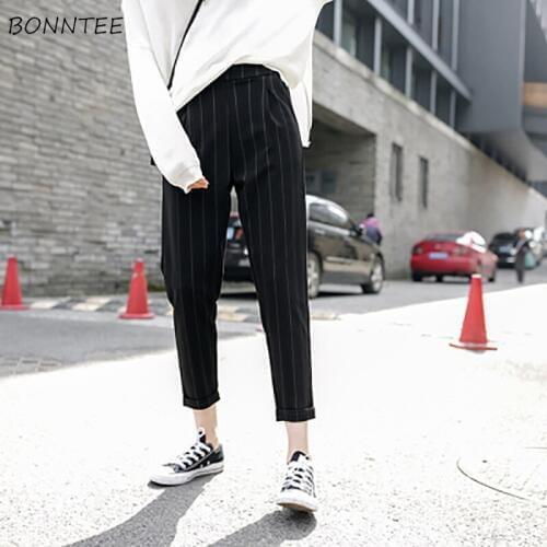 Pants Women 2020 Pockets Leisure Daily Ankle-length Harem Pant Solid Simple All-match Korean Style Trendy Soft Trousers Chic New