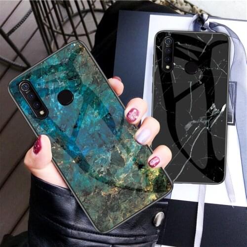 For VIVO Z5X Case Luxury Marble Grain Hard Tempered Glass Protective Back Cover Case for vivo z5x z5 X V1911A full cover shell