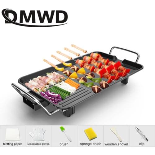 DMWD Household Electric Ovens Smokeless Nonstick Barbecue Machine Electric hotplate BBQ Tools Teppanyaki Grilled Meat Pan 220V