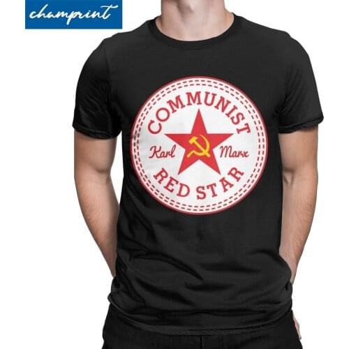Communist Red Star T-Shirts Men Communism Marxism Socialism Funny Tee Shirt Round Collar Short Sleeve T Shirt Summer Tops