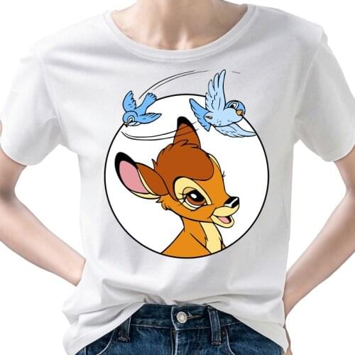 Bambi Women T Shirt 2021 Kawaii Cartoon Tshirt Harajuku Graphic Female Short Sleeve T-shirt Summer Clothes