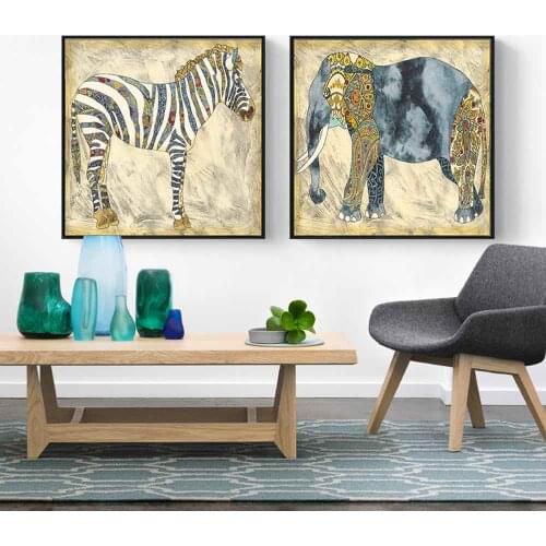 HAOCHU Painting Art Animal Lion Tiger Zebra Classical Print Poster Birdcage Simple Wall Pictures Canvas For Living Room Decor