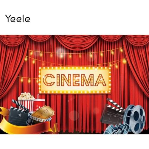 Yeele Cinema Film Theme Photocall Red Curtain Popcorn Backdrop Baby Shower Birthday Party Background Photography Photo Studio
